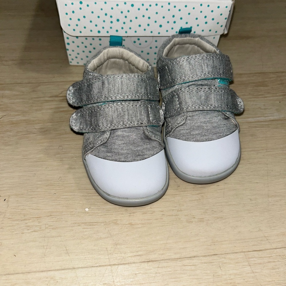 Chic Gray and White Baby Walker Shoes